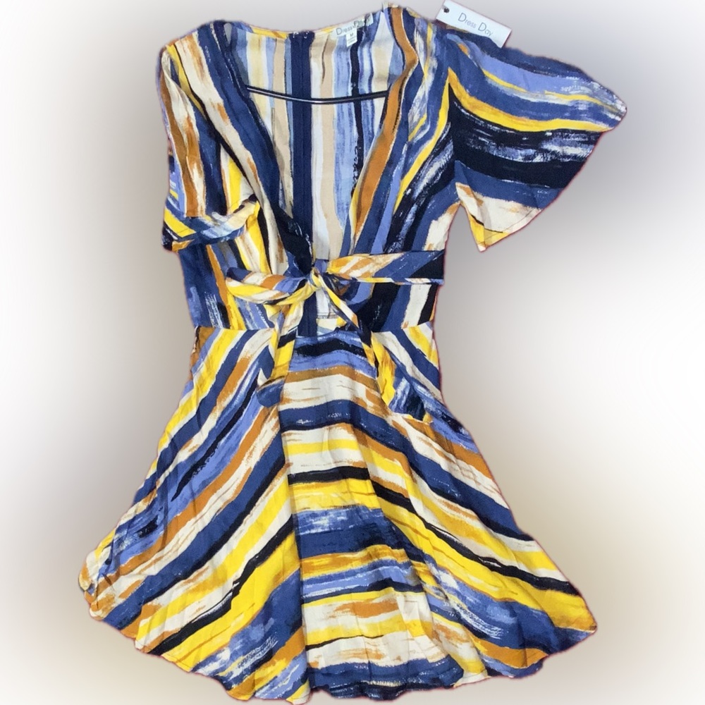 Tie front short colorful dress